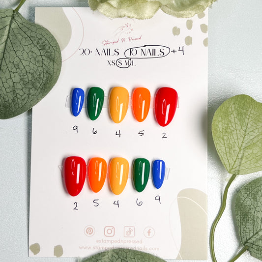 Rainbow - Short Almond - SMALL/MEDIUM - 14 Nails